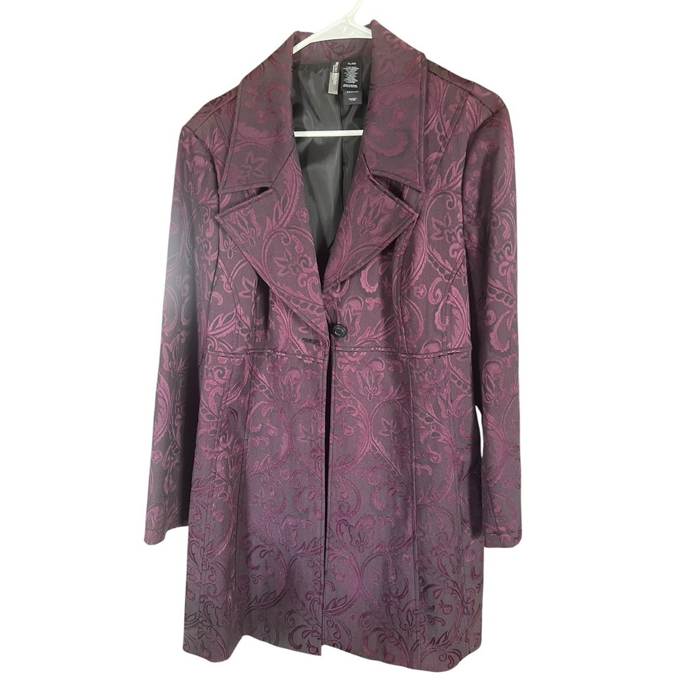 Bisou Bisou Women's Trench Coat Size XL/XG Purple & Black